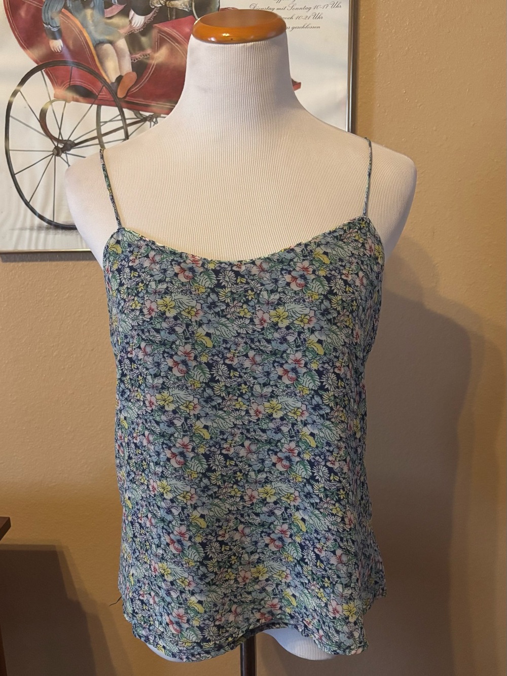 Mango Blue Floral Spaghetti-Strap Cami Size Medium